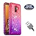 Price comparison product image Aireratze Galaxy A6 Plus 2018 case,A9 Star Lite cover, Glitter Bling Liquid Clear Bumper Case Soft Gel Floating [LOVE] Case for Samsung A6 Plus(2018)/J8 2018/A9 Star Lite(Red Purple)+USB cable