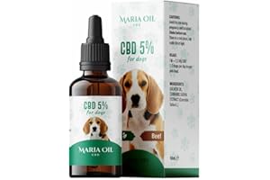 MARIA CBD OIL Calmante per cani al CBD puro Olio di Semi di Canapa Terapeutico - 100% Naturale e Aroma Manzo-Tranquillante, Antidolorifico Antifiammatorio, Favorisce il Sonno,Elimina Ansia e Dolore Articolazioni
