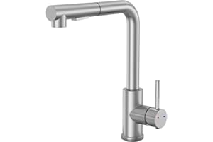 Yuanny bateria kuchenna wysuwana, wysokociśnieniowa bateria kuchenna z wylewką, wysuwana, jednouchwytowa bateria mieszakowa do kuchni z 2 rodzajami strumienia, armatura kuchenna, obracana o 360°,