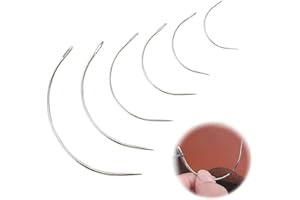 MEXRUMI Paquete De 12 Agujas De Coser Curvadas, Agujas Curvadas, Finas, Agujas De Tapicería, Agujas Para Silla De Montar, Agujas Curvadas Para Peluca C, Aguja Redonda Para Silla De Montar De Cuero