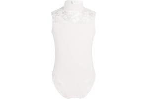 iiniim Maillot de Danza Gimnasia Ballet Clásico Encaje Flor sin Mangas Body Cuello Perkins Mono Leotardo Danza Baile Ropa Deportivo Vintage Lace Básico
