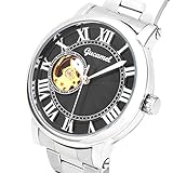 ZGZXD Men's Casual Mechanische Uhr, Jungen Wasserdichte Business Mode Doppelanzeige Stahl Gürtel Gürtel Kalender Outdoor-Sportuhr,B