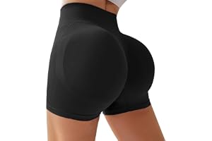 DiULi hög midja magkontroll scrunch booty shorts för kvinnor, sömlös träning gym löpning cykling yogabyxor, anti-skavning andningsbara atletiska shorts med 4-vägs stretch