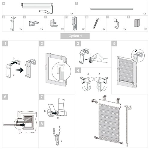 Duo Rollo Doppelrollo Klemmfix für Fenster ohne Bohren Wandmontage mit Klemmträger 45x100cm(BxH) Weiß - 8