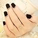 24PCS Matte with Metallic French Acrylic False Nails Fake Nail Full Cover Medium Nail Tip Art Black&Silver