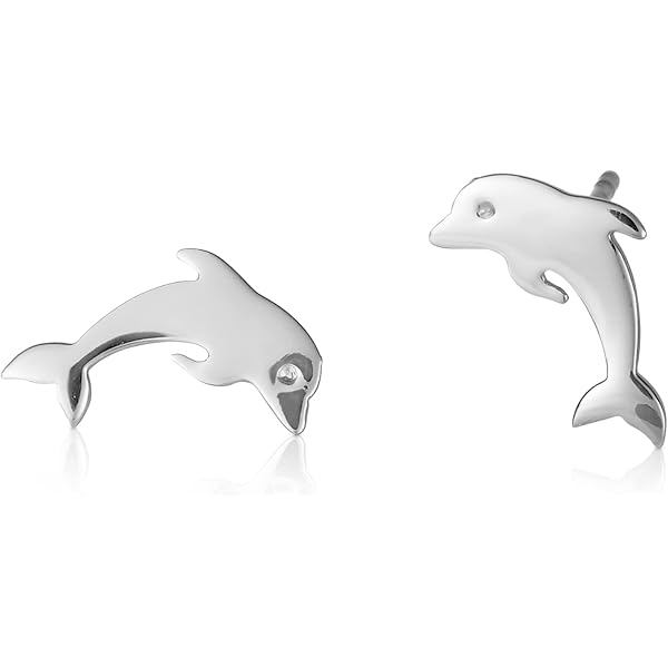 Orecchini a cerchio in argento sterling 925 con motivo di delfino