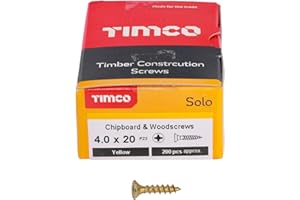 JONES DIY 200 Pcs Box of Wood Screws Double Countersunk General Purpose (4mm x 20mm)