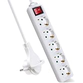 Extrastar 5-Way Flat Plug Socket Strip with Switch 1.5 m Cable
