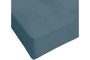 IL DOLCE STILE DELLA TUA CASA lenzuolo 100% cotone sotto con angoli elasticizzati matrimoniale/singolo/piazza e mezza tinta unita (blu, matrimoniale)
