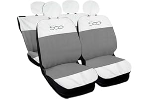 Rebeca Shop COPRISEDILI PER AUTO COMPATIBILI CON 500 MADE IN ITALY SET IN VARI COLORI (Bianco/Grigio Chiaro)