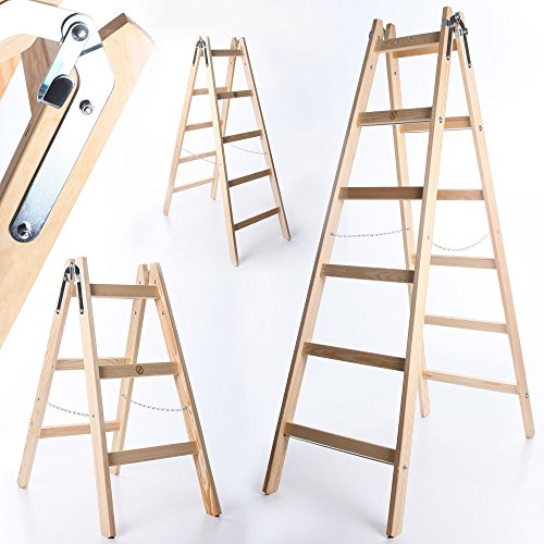 Holzleiter STANDARD 2×5 Stufen Zweiseitige Klappleiter Leiter Haushaltsleiter 150kg - 3