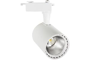 LEDKIA LIGHTING - Spot LED sur Rail Monophasé | 20W | 1400lm | Éclairage Polyvalent | Orientable et Déplaçable | Pour Magasins et Expositions, Blanc Chaud 3000K, Polycarbonate