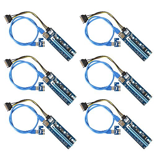 PCIe Riser  Volador VER 007 PCI-E 1x a 16x Powered Riser adaptador de tarjeta - 0 6M USB 3 0 Cable de extensi  n - 6 pines PCI-E a SATA Cable de alimentaci  n - GPU tarjeta gr  fica - Ethereum Bitcoin Mining Rig