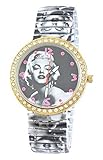 Damen-Armbanduhr mit „Marilyn Monroe“-Druckmotiv, Quarz, elastisches Armband, Ref D4