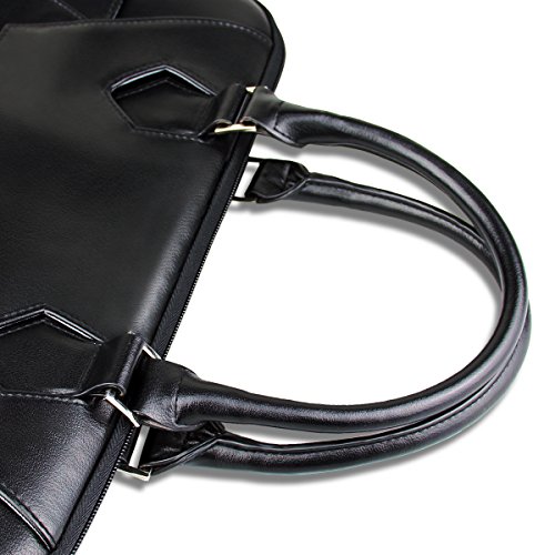 Arvok 15 15,6 Zoll PU Notebooktasche Laptoptasche Aktentasche Wasserfest Laptop Schutzhülle Mit Griff & Reißverschluss-Tasche/Ultrabook/ Netbook Tasche, Schwarz - 8