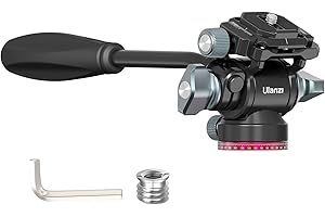 PICTRON U-190 Tête de trépied Fluide pour vidéo avec Base Plate et poignée panoramique, tête Fluide vidéo avec Plaque de dégagement Rapide, pour pour Panorama Heavy Duty, capacité de Charge 3 kg