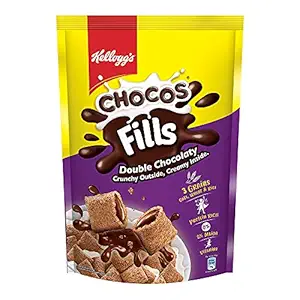 Kelloggs Chocos Fills | Double Chocolaty |Multigrain | High in Protein | 0% Maida | High in B Vitamins | Anytime Snack |170g