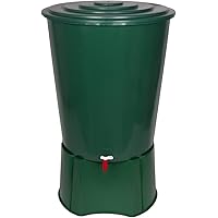 XL Regentonne 310 Liter aus Kunststoff in Grün. Mit sehr robustem Monoblock Stand, Wasserhahn und Deckel mit…