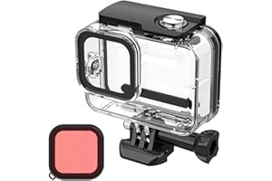 YHTSPORT Wasserdichtes Gehäuse für GoPro Hero 8 Black, 60M Unterwasser Tauchen Gehäuse Housing, Action-Kamera Zubehör Schutzhülle + Rosa Linsenfilter