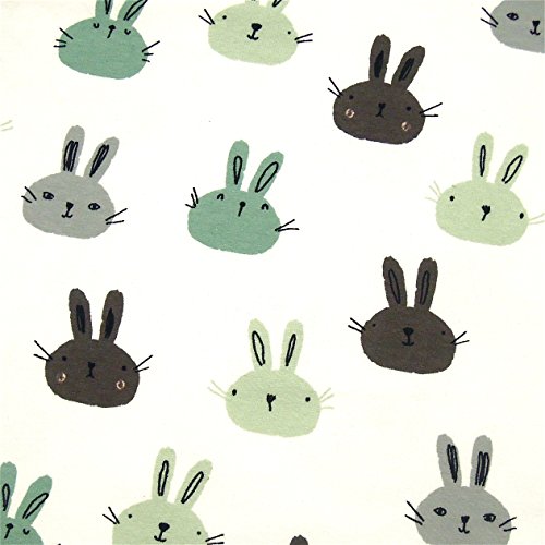 0,5m Jersey Bunnies weiß 5% Elasthan 95% Baumwolle Meterware 140cm breit Motivgröße Hasen: ca. 4cm