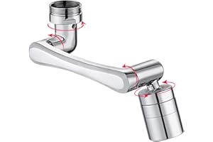 CHYEEH 1440° Aeratore Rubinetto Lavello Cucina, Testina Spruzzatore Girevole Filtro Rubinetto Antispruzzo, con 2 Modalità Aeratori Rubinetti per Lavello Cucina Bagno Risparmio Idrico - Argento