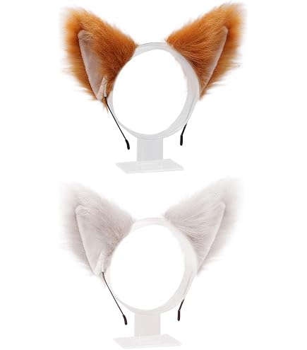 Confezione 2 Cerchietti Con Orecchie Di Gatto In Peluche – Bianco E Nero – Accessorio Cosplay E Fotografia - 2