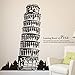 Produktbild jiushizq DIY der schiefe Turm von pisa gebäude wandaufkleber Schlafzimmer, Wohnzimmer Hintergrund Wand Restaurant wandaufkleber schwarz m 185x180 cm