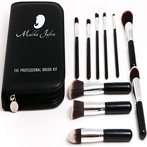 80% SALE! Professional Kabuki Makeup Brush Set By Artist Malika Jafrin ? Premium 10 Piece Kit for Your Cosmetic Needs (Face & Eye) ? Brushes for Foundation (Cream, Powder, & Mineral), Blush, Concealer, Bronzer & More
