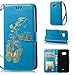 Produktbild U11 Hülle, HTC U11 Hülle, Anlike Schutzhülle für HTC U11 (5,5 Zoll) Wallet Tasche [Butterfly geprägte Serie Bronzing] Handyhülle - Blau
