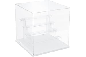 ACRLIE Vitrine en acrylique pour objets de collection - 5 marches - Transparent - Avec base en plastique blanc - Pour objets de collection - Protection contre la poussière