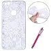 Produktbild Handytasche Huawei P10 lite Silikon Hülle, Hpory Durchsichtig Transparent Dünn Weiche Hülle Case Cover Tasche Schutzhülle Etui TPU Bumper Schale für Huawei P10 lite + 1 x Hpory Stylus-(Weiße Blume)