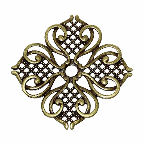 5 filigrane Deko-Ornamente, Verzierungen, Blume, 4,4 x 4,4 cm bronze