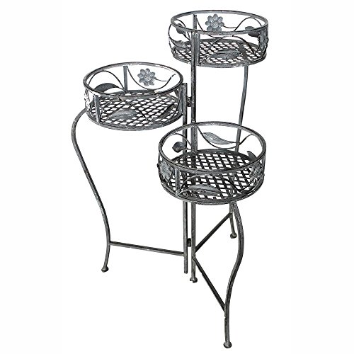 Pflanzenständer Blumentreppe metall grau klappbar 3 Körbe