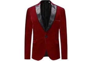 Allthemen Blazer para Hombre Trajes Slim Fit Velvet One Button Suit Chaqueta de Esmoquin