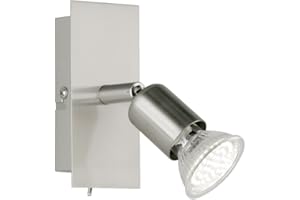 RL LIVE YOUR LIGHT Reality Leuchten R82941107 - Lámpara de Pared Led (12 cm, 1 Bombilla con Casquillo Gu10 Y 2,5 W, 150 Lm, 3000 K, Incluye Interruptor de Encendido/Apagado), color Níquel Mate