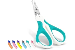 WePet Haustier-Nagelschere (U07.1), Professionelle Krallenschere, Gebogene Schere speziell für Katzen, Kätzchen, Hunde, Welpen, Kleintiere, Weiß/Kieferngrün