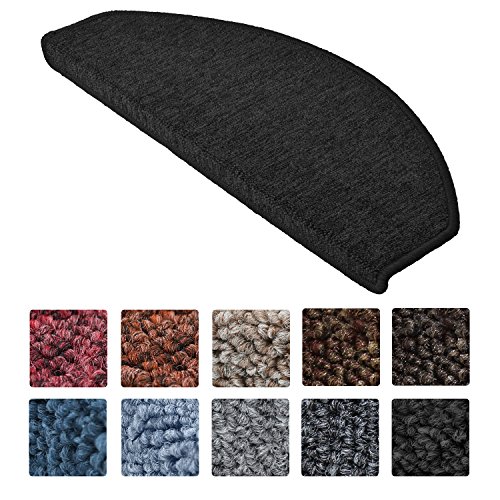 Beautissu® XXL Stufenmatten ProStair 15er Set - 65x24cm Treppenmatten eingekettelt, starke Befestigung - Anthrazit