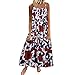Produktbild Malloom-Bekleidung Frauen Plus Size Button lose ärmellose Boho Retro Leinen Print Lange Maxi-Kleid Loses Kleid aus Baumwolle und Leinen im Ethno-Stil mit Rundhalsausschnitt und Retro-Print