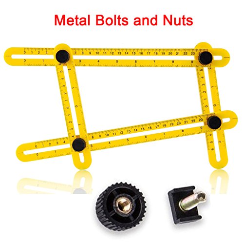 VIDEN Amarillo Multi Medición 2ª Generación Fácil Angular, Pernos de Metal y Tuercas, Angleizer Plantilla Herramienta, Angularizador Universal, Escala Regla para Artesanos, Constructores, Artesanos