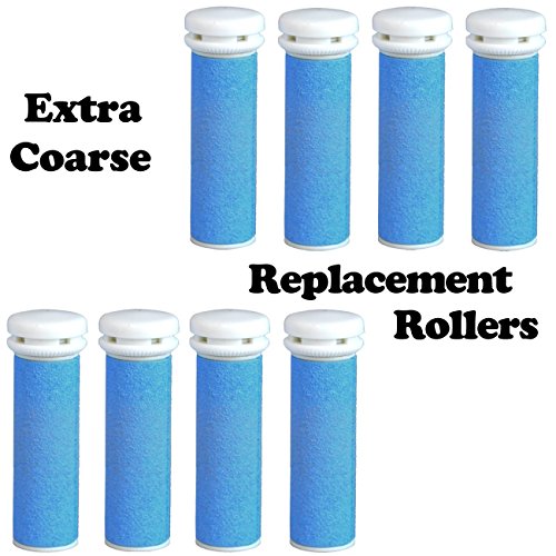 The Pedi Store EXTRA Coarse Micro Mineral Replacement Rollers Compatible with Emjoi Micro-Pedi Callous Remover for Rough Calluses (8 pack)