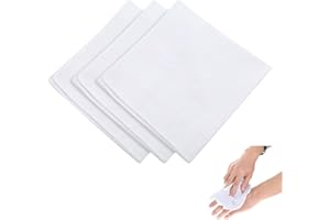 QUALDESN 3 Pcs Men's Handkerchief, Soft Cotton White Hankie Handkerchiefs Sweat Absorbing Handkerchiefs Machine Wash White Pocket Square for Suit Small Sweat Cloth for Hand, Hankies