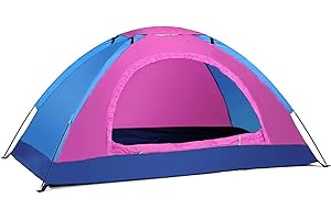 Lecreatekit Backpacking Tent, 210D Oxford Cloth Camping Tent Double-door Design With Screen Door And Tie Backs, 2 Man Tent For Backpacking, Hiking, And Outings.(2 person for PINK)
