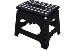 SPICOM Super Strong Folding Step Stool - 11" - Sturdy Enough to Hold 300 Lb - Lightweight Foldable Step Stool for Adults and Kids - Opens with one Flip - Great for Kitchen, Bathroom and Bedroom(Black)