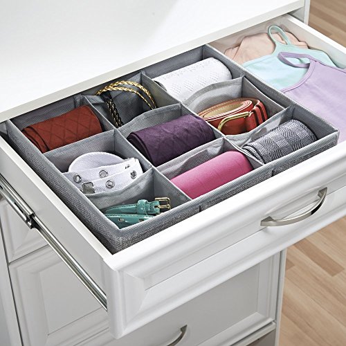 mDesign Stoffbox für Schrank oder Schublade, 9 Fächer – die ideale Aufbewahrungsbox (Stoff) – flexibel verwendbare Stoffkiste – Farbe: grau - 2