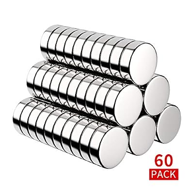 BUSATIA Aimants 60PCS, Aimant en Néodyme Ultra Puissant pour Frigo 10x3mm, Petits Aimants Ronds pour Réfrigérateur, Plaque Magnétique, Porte, Tableau Noir, Carte - Boîte de Rangement Gratuite Incluse