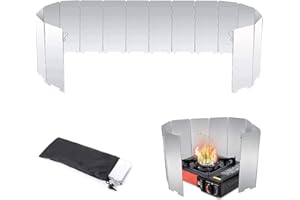 MagiSel Pare-Vent Pliable Aluminium, 10 Plaques Plaques Pare-Brise de Camping, Portable Stove Pare-Brise, Protection Antivent pour Réchaud à Gaz Pliable, pour Camping Réchaud Extérieur, Pique-Nique
