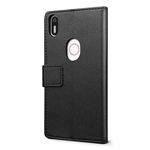 SLEO Funda BQ Aquaris X5 Plus  Cartera Carcasa Piel PU Suave Flip Folio Caja Super Delgado  Estilo Libro Soporte Plegable y Cierre Magn  tico  para BQ Aquaris X5 Plus - Negro