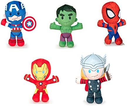 The Avengers - Marvel - Pack 5 plush toy Quality super soft: Hulk 8"/21cm + Ironman 8"/22cm + Captain America 8"/21cm + Thor 8"/21cm + Spiderman 8"/21cm
