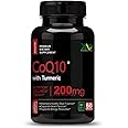 ANC High Absorption CoQ10 with Turmeric - Antioxidant Nutritional Supplements, Heart Health & Healthy Brain Function -Ubiquinol for Mitochondrial Health - Extra Strength Coenzyme Q10 200mg 60 Capsules