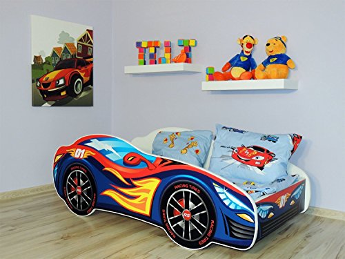 Topbeds Lit pour enfant Design voiture de course Matelas inclus